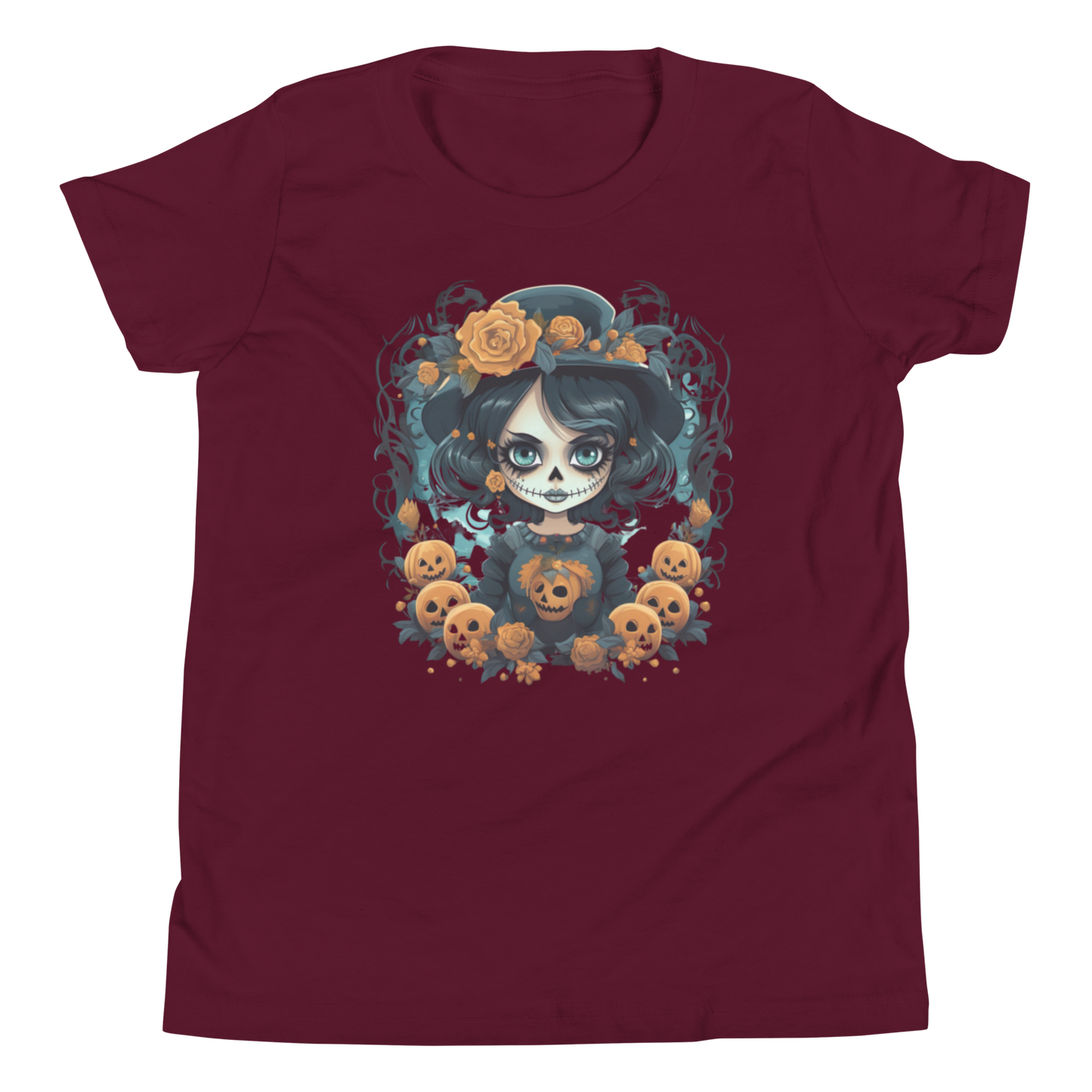 Halloween Girl. Dia De Los Muertos youth T-shirt.