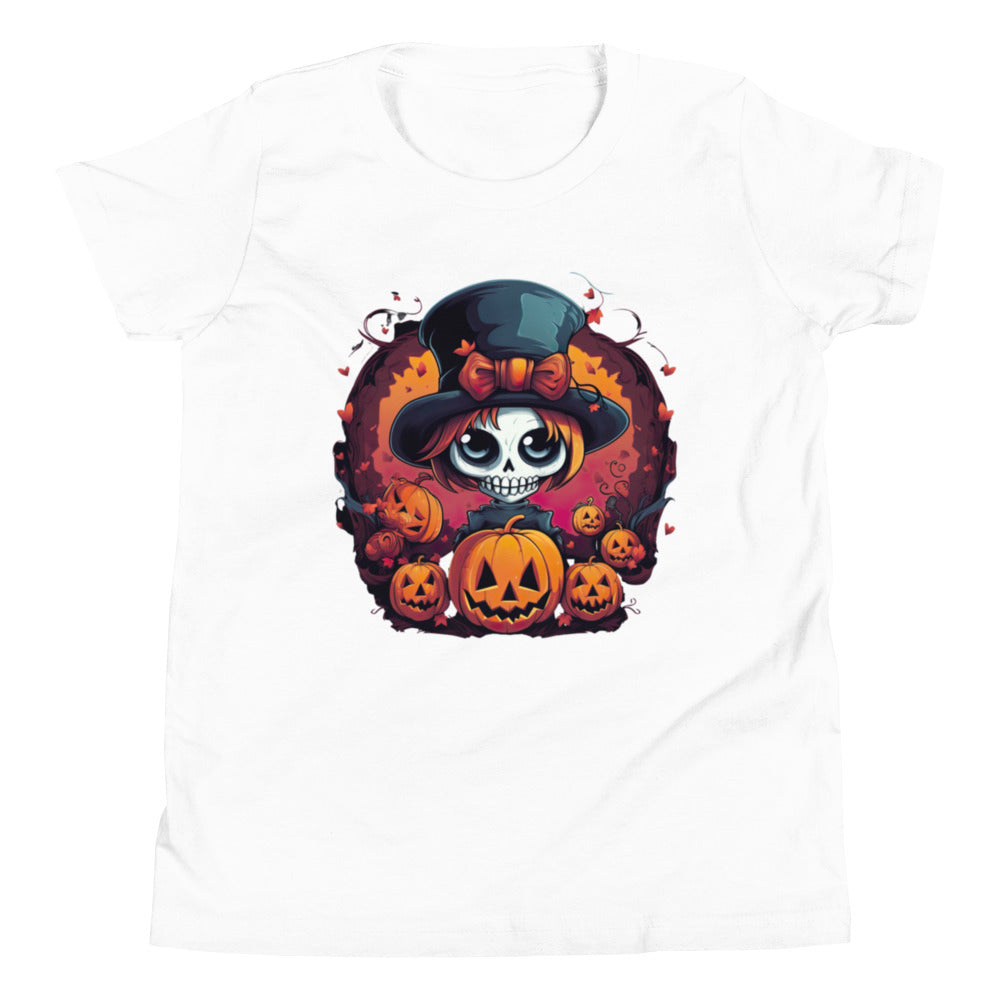 Cool Halloween Girl in Top Hat. Youth Short Sleeve T-Shirt