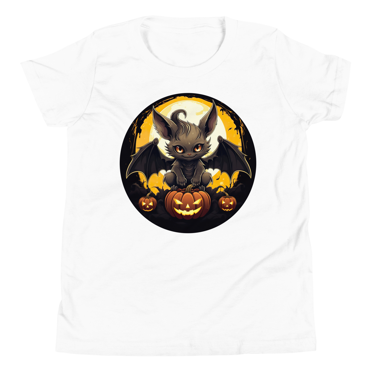 Halloween Bat with Pumpkins. Youth Short Sleeve T-Shirt